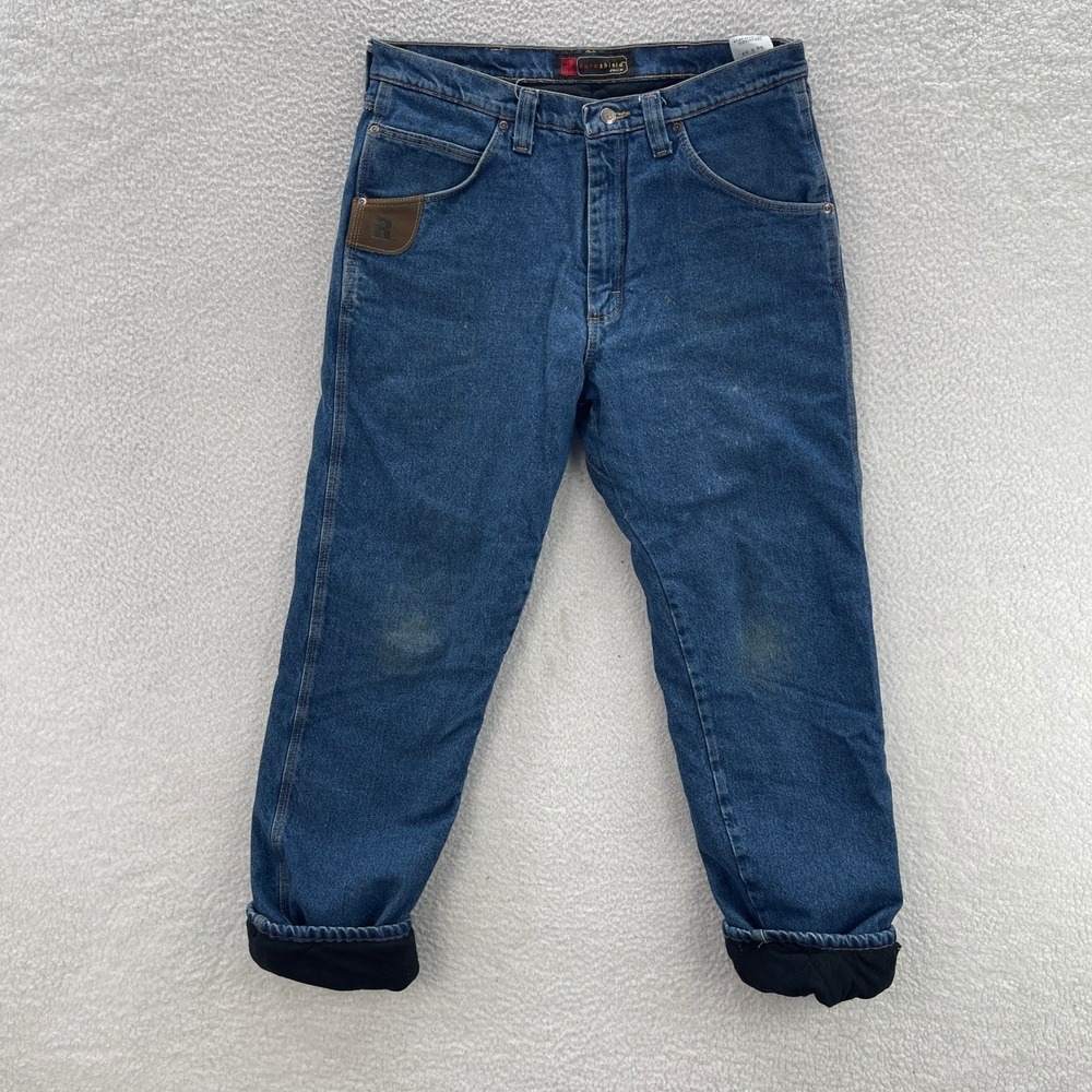 Wrangler Riggs Jeans Mens 34x32 Blue Durashield Quilted Lined Workwear Outdoor